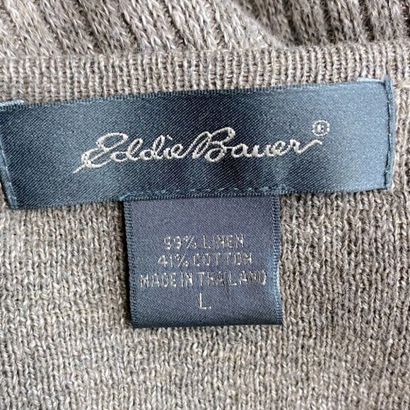 Eddie Bauer beige brown linen cotton lightweight button up knit vest L - Picture 3 of 11